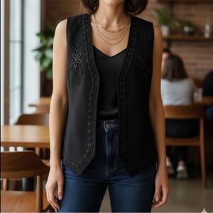 Alfred Dunner Black Petite Vest